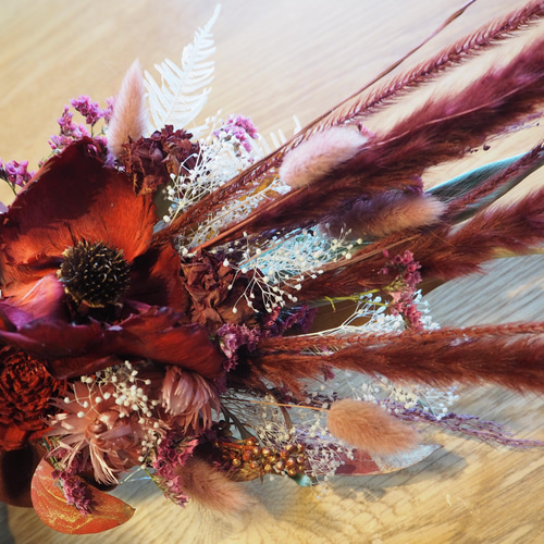 ドライフラワー 赤スワッグ 還暦祝いなどに♥️ スワッグ