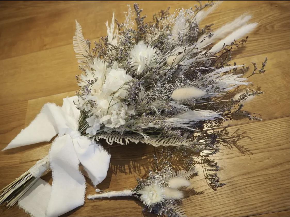 ドライフラワー　ウェディングブーケ　ブートニアセット✿