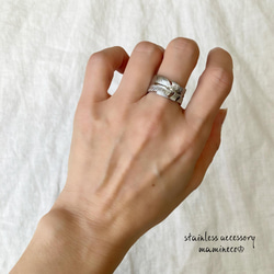 ステンレス製 13号サイズ フェザーリング 指輪 カフリング 14枚目の画像