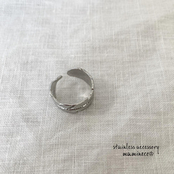 ステンレス製 13号サイズ フェザーリング 指輪 カフリング 15枚目の画像