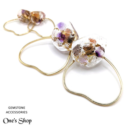 奇跡のクリスタル【スーパーセブン】のオルゴナイト 歪みフープの2wayサージカルステンレスピアス 樹脂ピアス イヤリング 1枚目の画像