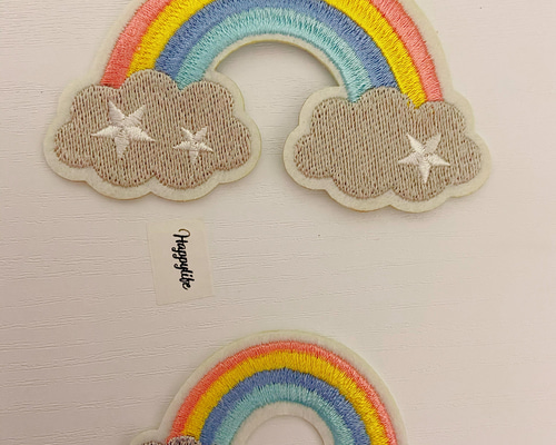 2枚入 可愛い虹 アイロンワッペン刺繍ワッペン シールワッペン