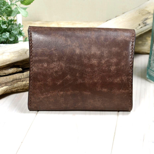 イタリアンレザー【マヤレザー】手に馴染む二つ折り財布 チョコカラー