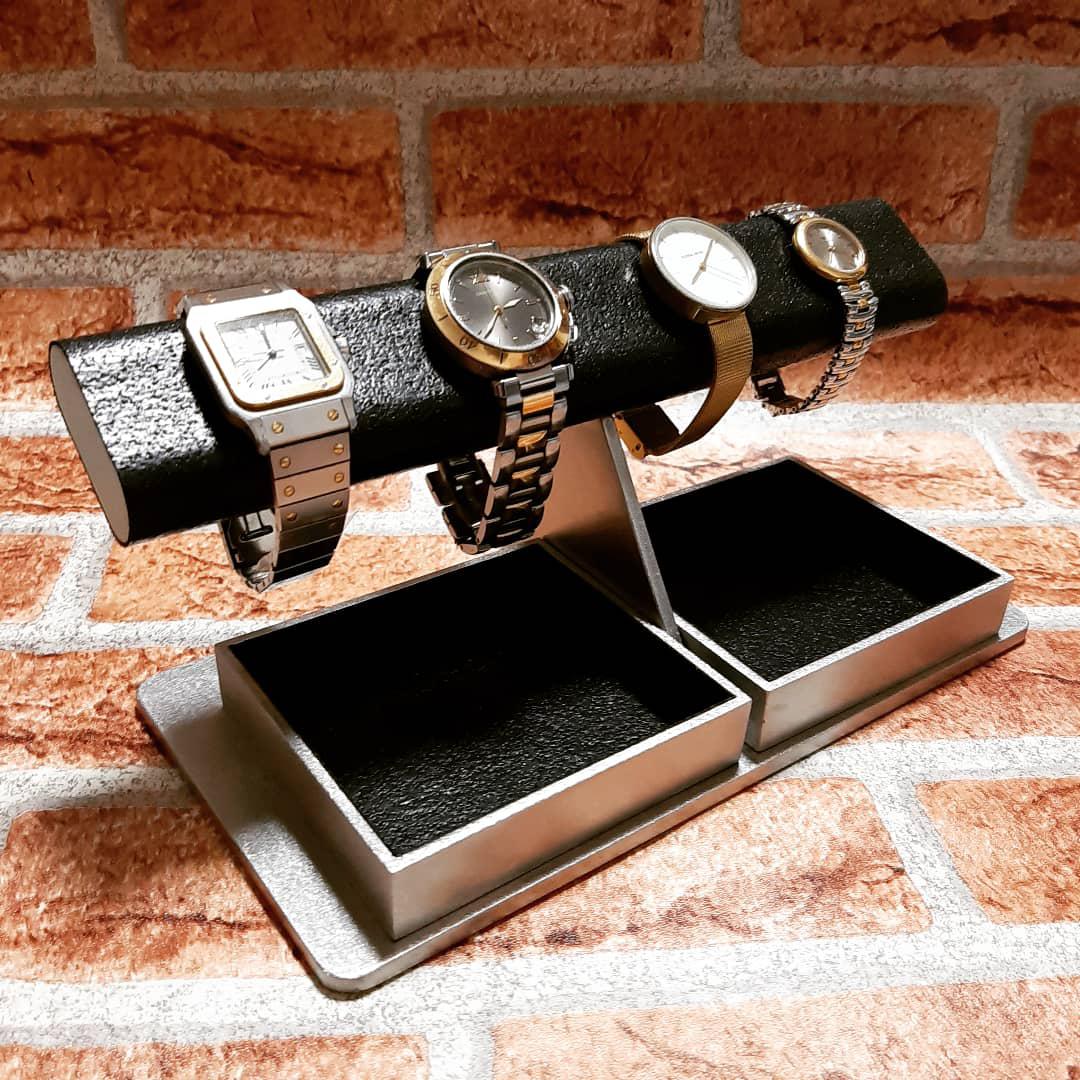 ブラックだ円ダブルでかいトレイ腕時計スタンド