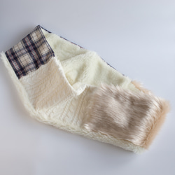 PSNY 白色生態毛皮和白色 Aran 圖案針織和格子圍巾人造毛皮成人協調 SD18 第8張的照片