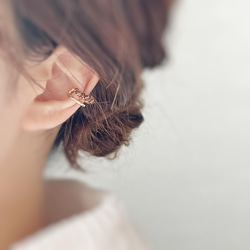 【JORIE】金属アレルギー対応　大人色スモーキークォーツCROWN Ear cuff 4枚目の画像