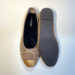 “最後 23.0cm SALE”2 種鞋墊 2WAY 輕量雙色芭蕾舞鞋（橡木 x 金色） 第7張的照片