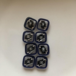 アンティーク ボタン 8個セット ビンテージ 昭和 レトロ 個性的 ハンドメイド素材 ネイビー　紺色　ポップ アクセ 4枚目の画像