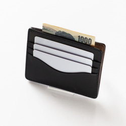 ミニマルウォレット ブラック　薄いお財布　フラグメントケース　黒革 8枚目の画像