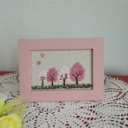 ★フレームを選べる　刺繡フレーム　春の風景　桜並木 3枚目の画像