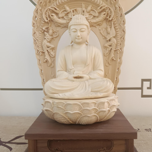 木彫 仏像 釈迦如来像 坐像 桧木 仏教美術 檜木 彫刻 大波彫刻