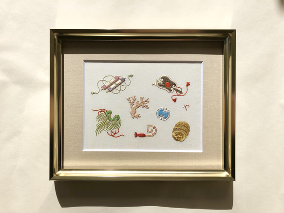 日本刺繍 額 宝尽し その他アート 日本刺繍やよい 通販 13189540