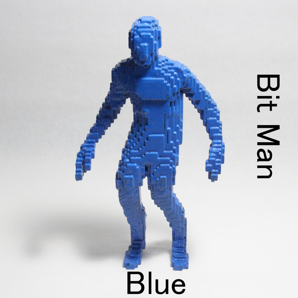 【インテリア/幾何学/彫刻】BitMan (青) 1枚目の画像