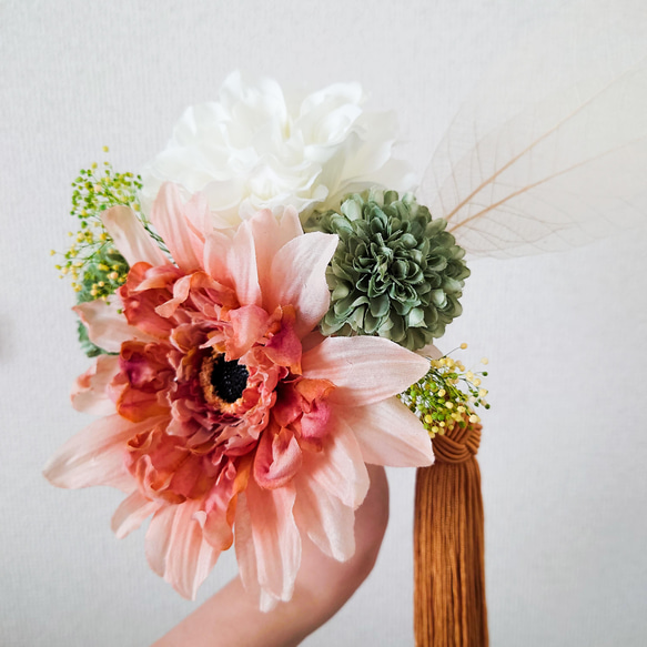 髪飾り 花飾り 成人式 卒業式 カスミ草 ウェディング 花嫁 大正ロマン　ヘアセット 1枚目の画像