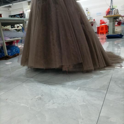 カラードレス コーヒーの色 2waysドレス 取り外しオフショルダー 結婚  