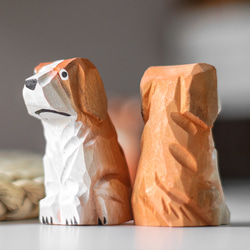珍品 木彫り 置物 1セット 招き猫 キリン 犬 虎 ミニ 動物 細密彫 彫刻 3枚目の画像