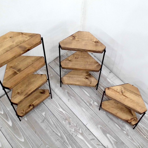 アイアンのコーナー棚、ミニ（5段） 棚・シェルフ・ラック takuto 通販