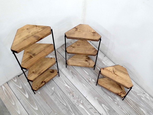 アイアンラック (栗) Amazon｜アイアンラックスタンド LOW 6489｜オープンシェルフ