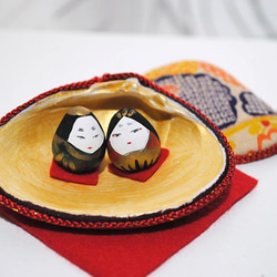 蛤に入った可愛い豆びな3 雛人形 お雛様 貝合わせ ひな人形・雛飾り