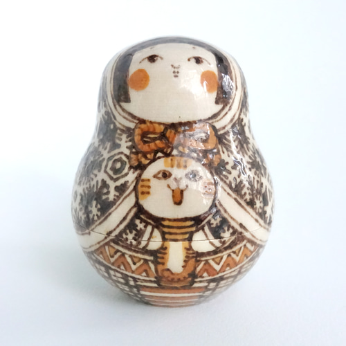 雪華模様のこけし顔のオブジェ 立体・オブジェ こきちや 通販 13190003