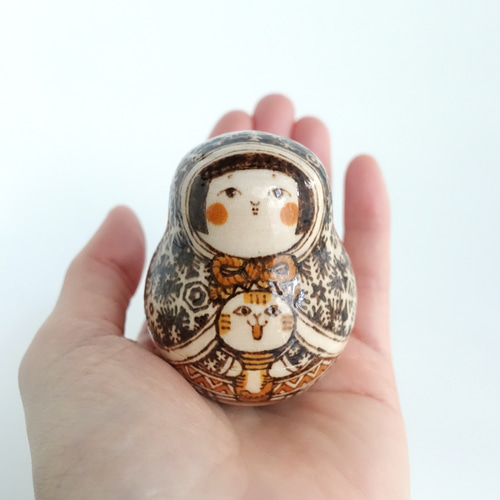 雪華模様のこけし顔のオブジェ 立体・オブジェ こきちや 通販 13190003