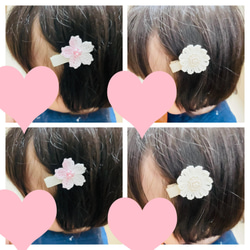 桜のベビーヘアクリップ♡ 出産祝い　プレゼント　ギフト　新生児　赤ちゃん　さくら　春 3枚目の画像