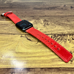 ※現品限り【apple Watch】 レザーバンド 栃木レザーヌメ革 ウォーターエイジングレッド【アップルウォッチ】 7枚目の画像