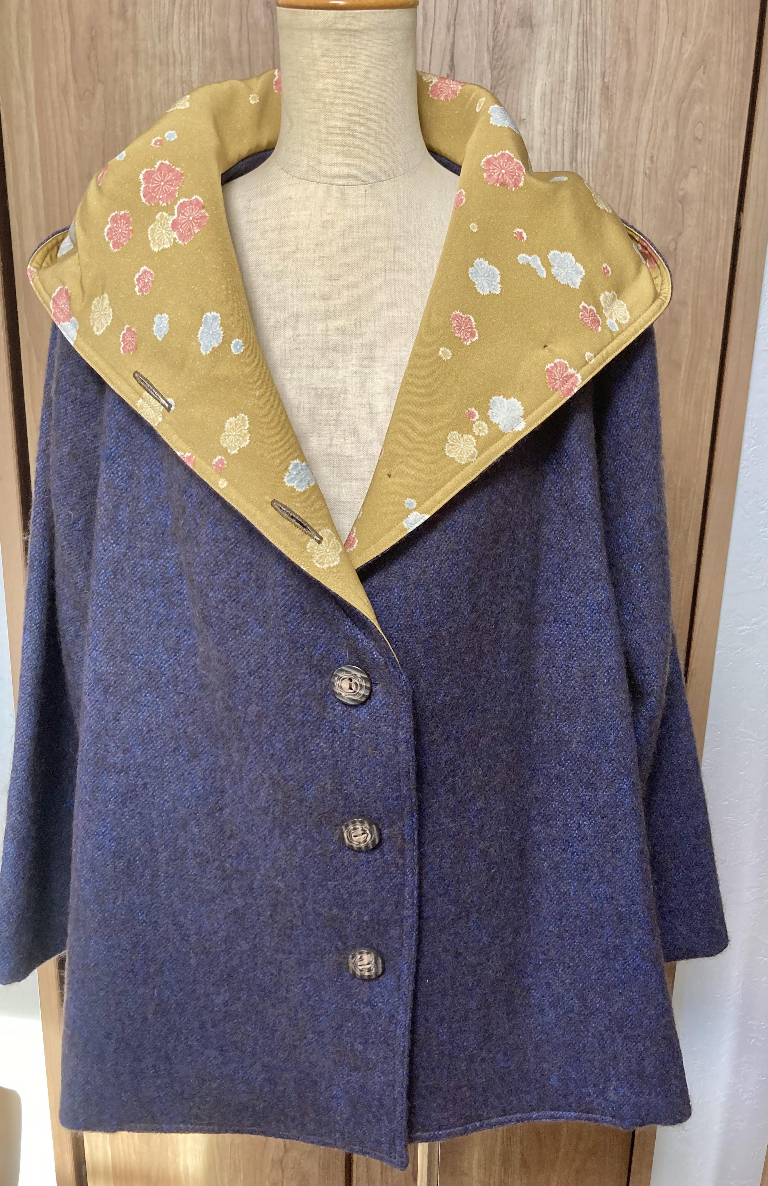 フード付きジャケット！着物リメイク！