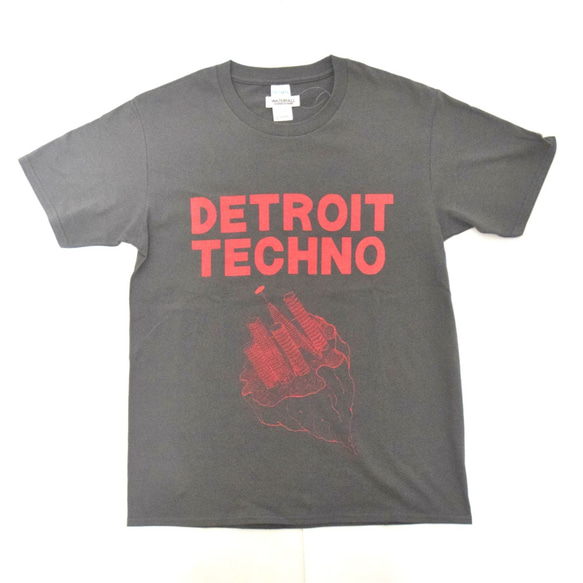 テクノTシャツ「デトロイトテクノ（DETROIT TECHNO）」グレー Lサイズ 夏　WATERFALLオリジナル商品 1枚目の画像