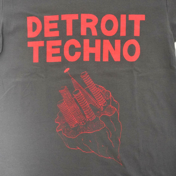 テクノTシャツ「デトロイトテクノ（DETROIT TECHNO）」グレー Lサイズ 夏　WATERFALLオリジナル商品 2枚目の画像