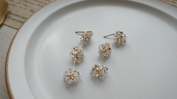 【ミニ】ぽんぽんビーズのクリアアクセサリー 4枚目の画像