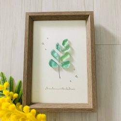 シーグラスアート インテリア雑貨 北欧 パネル ヒーリング 観葉植物 アート 誕生日プレゼント 贈り物 2枚目の画像