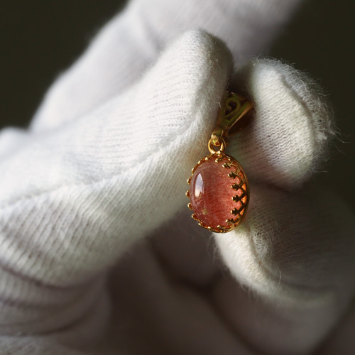 再販 ストロベリークォーツ10 K14gf クラウンペンダントトップ