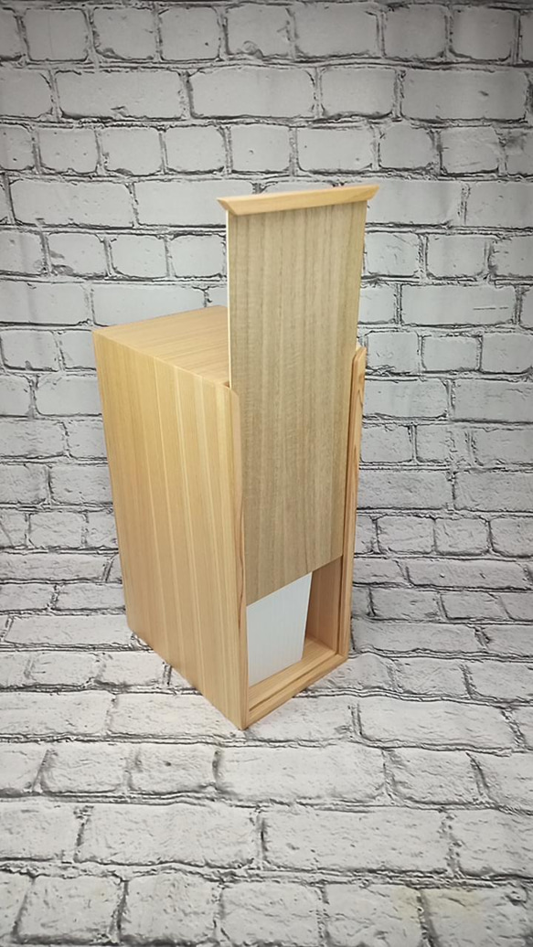ヒノキ造り　サイドホールタイプ　ダストボックス　サイドテーブル 5枚目の画像