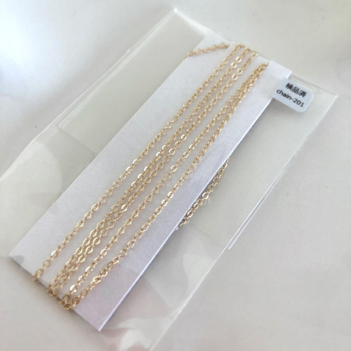 k16gp】平アズキチェーン1m カットチェーン 高品質 金具・チェーン  