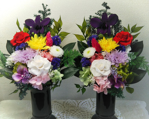 オーダー受付 仏花 プリザーブドフラワー 一基or一対 オーダー受付 仏花 プリザーブドフラワー 一基or一対