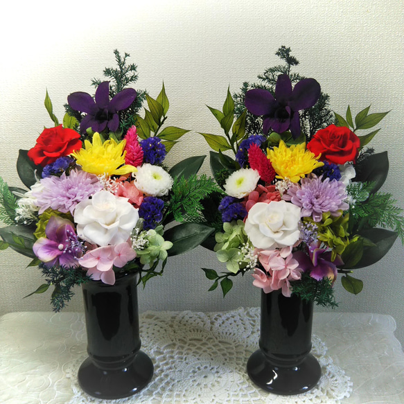 オーダー受付 仏花 プリザーブドフラワー 一基or一対 オーダー受付 仏花 プリザーブドフラワー 一基or一対