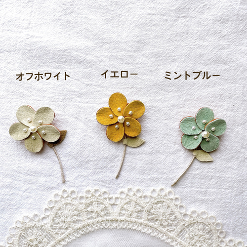 スエードの革花ブローチ(5枚花びら) ブローチ Tom＊Tom703 通販