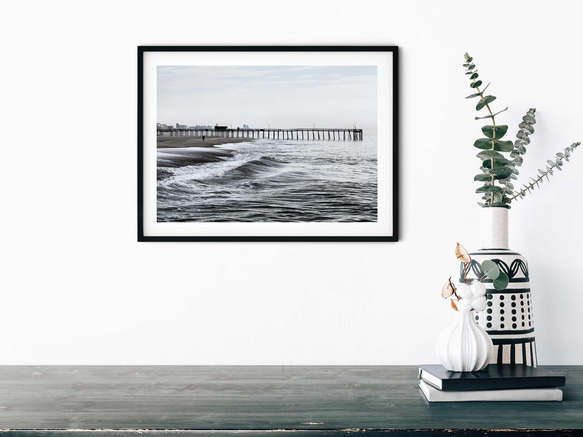 アメリカ、オーシャンシティの釣桟橋の波模様 3枚目の画像