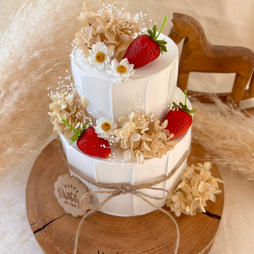 人気】苺とくすみピンク紫陽花のクレイケーキ♡ 雑貨・その他 poispois