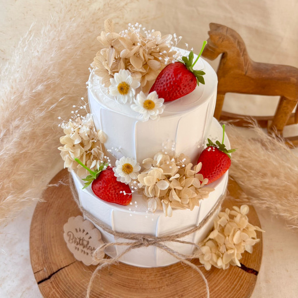 人気】苺とくすみピンク紫陽花のクレイケーキ♡ 雑貨・その他 poispois