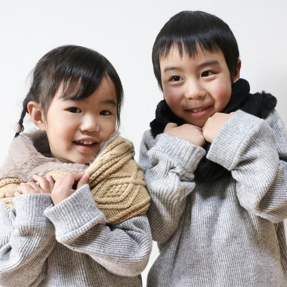 Kids Knit x Fur Mix Snood Unisex &lt;3 colors&gt; 兒童 第4張的照片