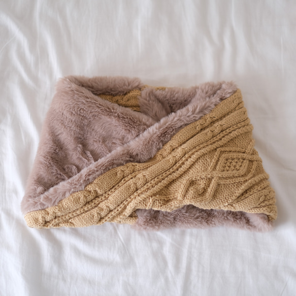 Kids Knit x Fur Mix Snood Unisex &lt;3 colors&gt; 兒童 第7張的照片