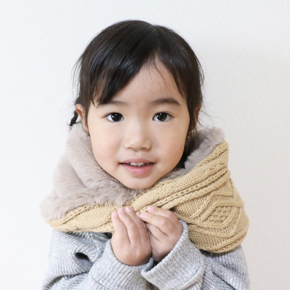 Kids Knit x Fur Mix Snood Unisex &lt;3 colors&gt; 兒童 第2張的照片