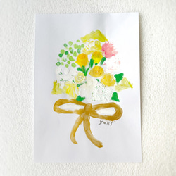 「黄色の花束」　アクリル画　絵画　アート 1枚目の画像
