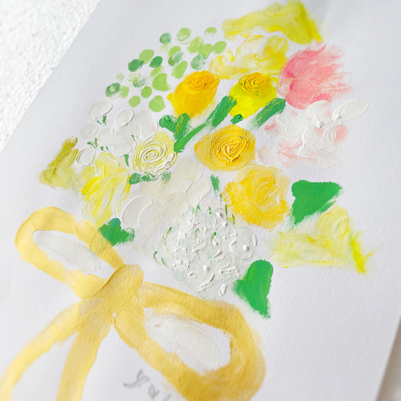 「黄色の花束」　アクリル画　絵画　アート 2枚目の画像
