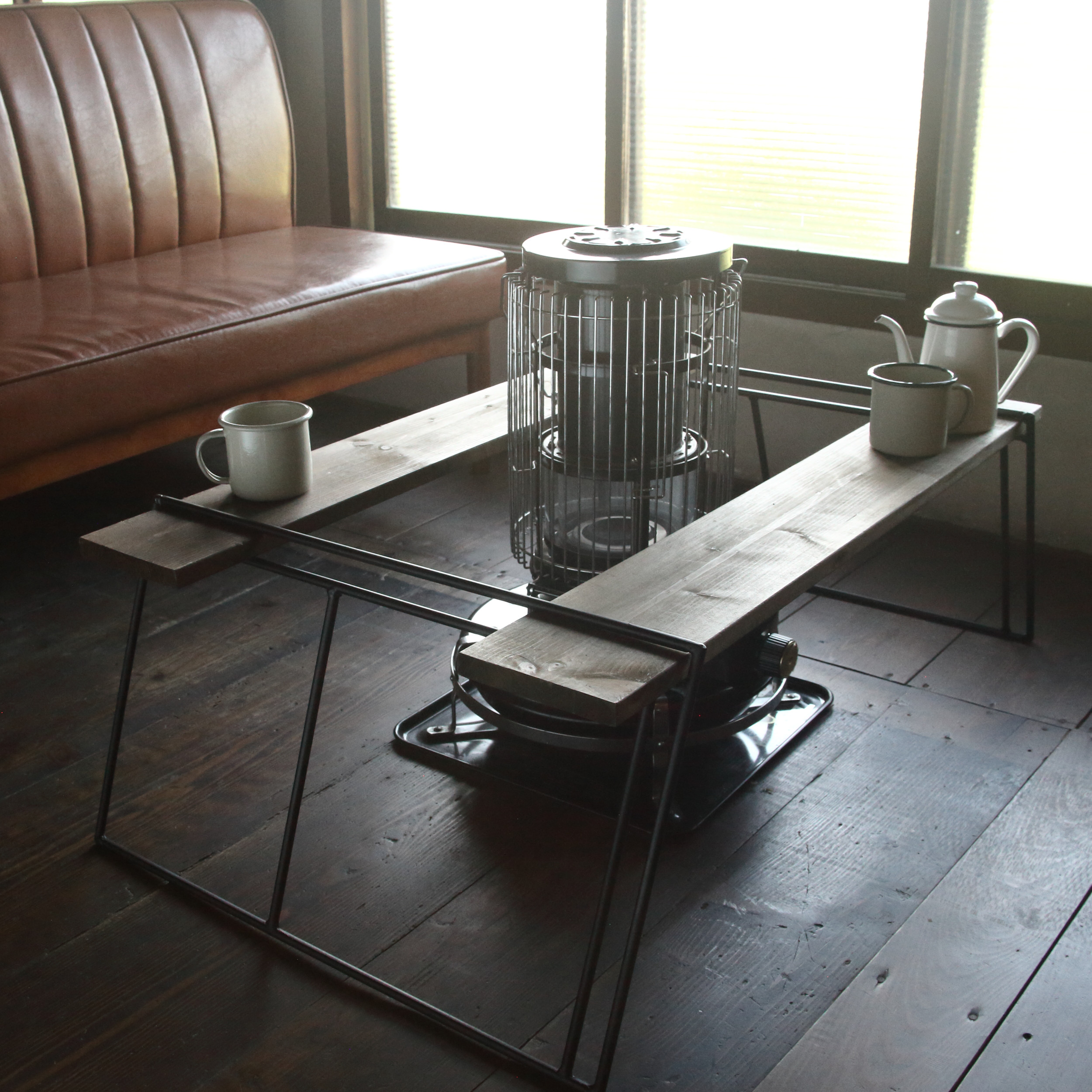 ３WAY テーブル 【アラジン ストーブ】ソロ キャンプ アイアン ラック 冬キャンプ アイアン テーブル　アウトドア