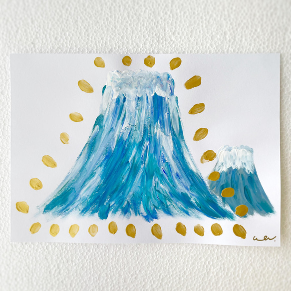 「2つの富士山」　アクリル画　絵画　アート　抽象画　ラメ 1枚目の画像