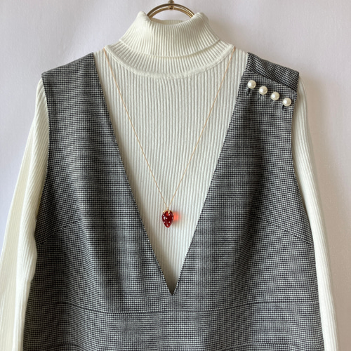 千鳥チェックのジャンパースカート(サロペットスカート)【フォーマル