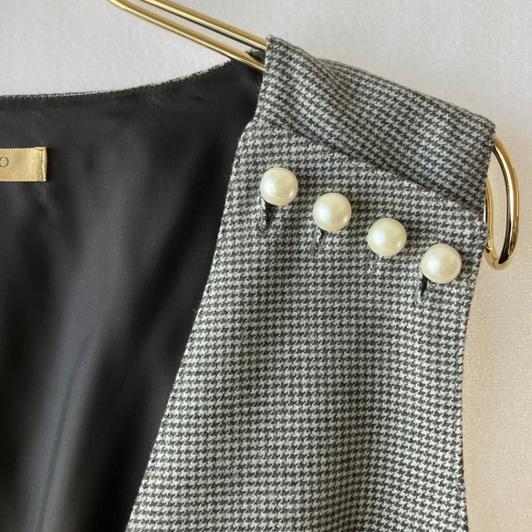 千鳥チェックのジャンパースカート(サロペットスカート)【フォーマル